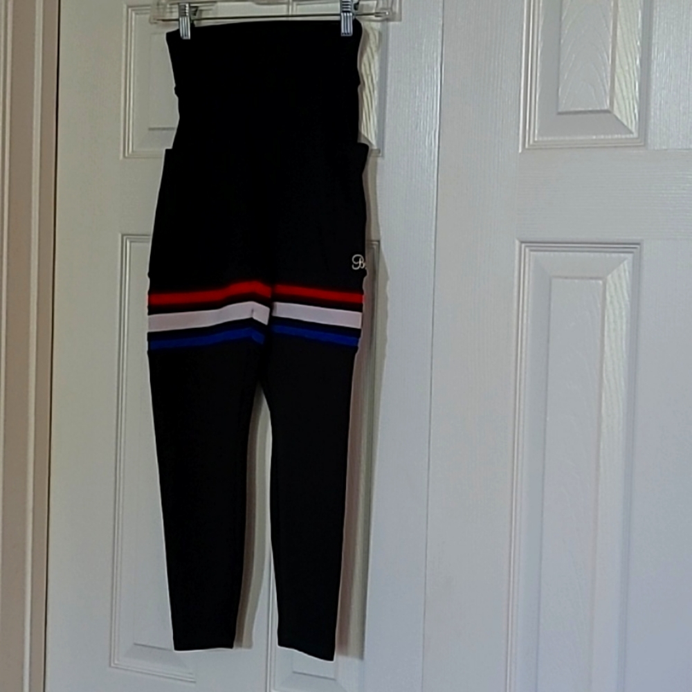 Bombshell scrunch red white and blue stripe thigh high leggings size medium